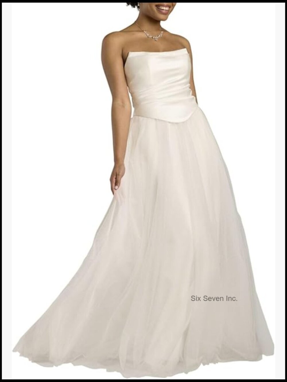 Strapless Satin and Tulle Ball Gown Wedding Dress